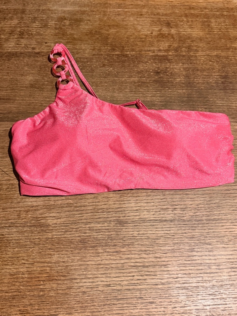 Milly Hot Pink One-Shoulder Bikini Top with Ring Strap